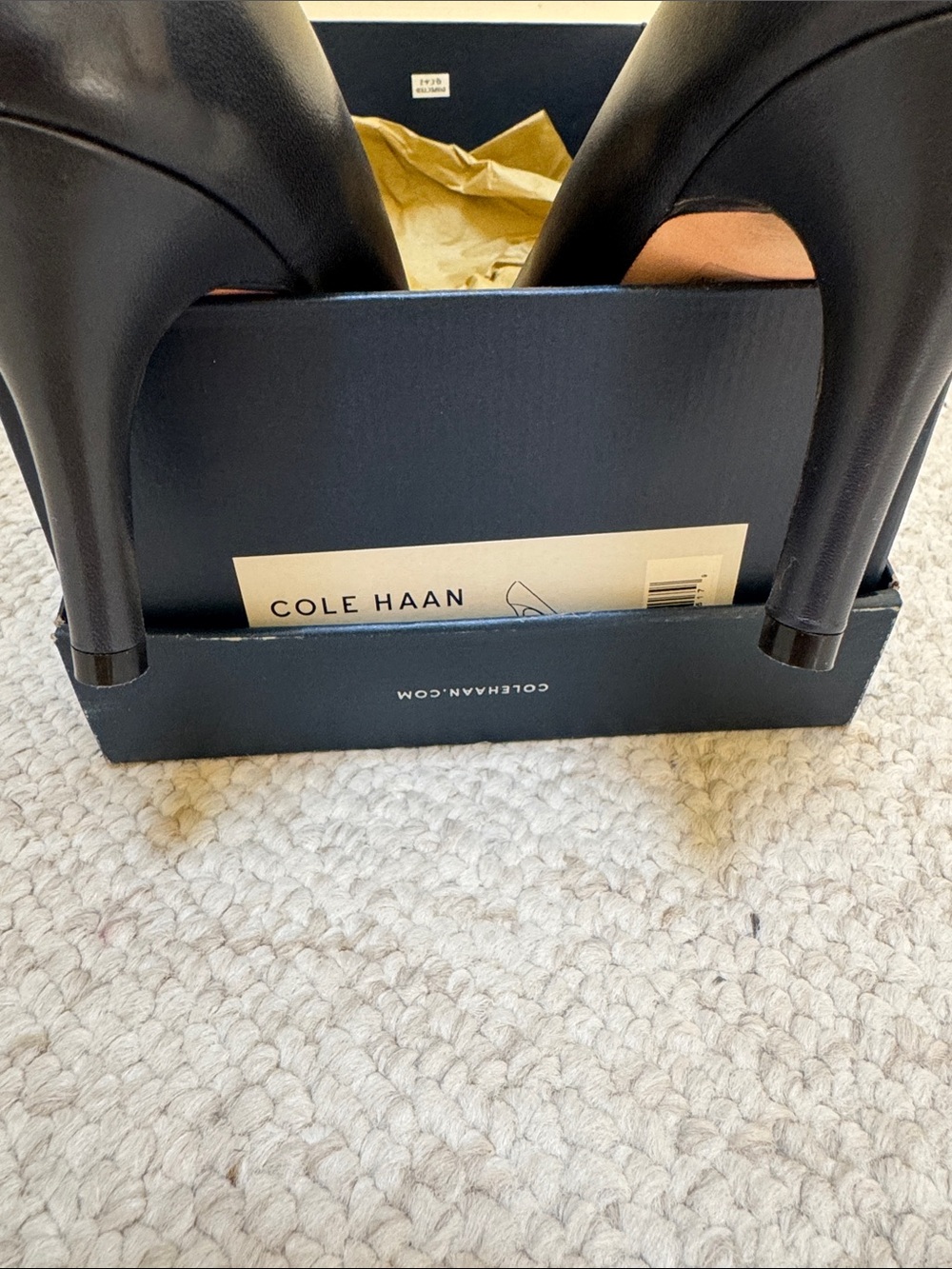 Cole Haan D’Orsay/Highline Pumps Deep Navy w/ beautifully faux-fur textured toe - Picture 5 of 6